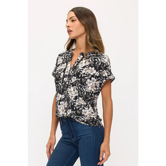Floral Print Lattice Dolman