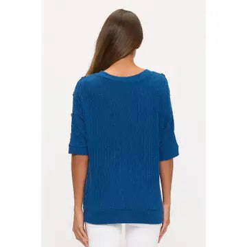 Rib Knit Button Sleeve Sweater