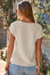 Back View Beige Crochet Insert Textured Cotton Short Sleeve Blouse