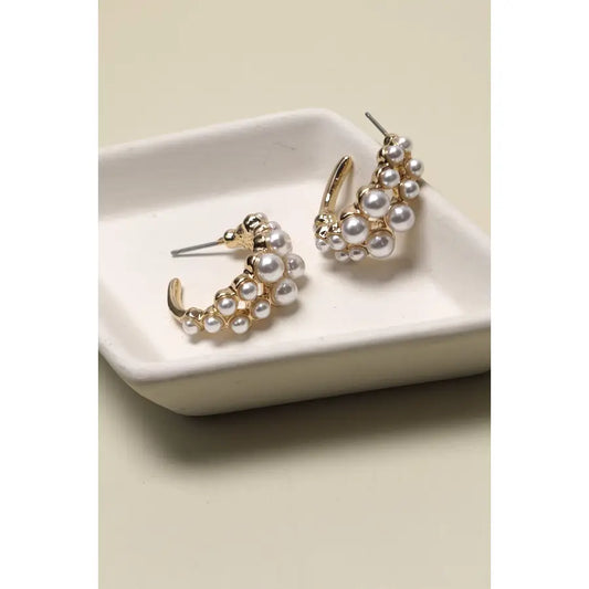 Mini Pearl Huggie Hoop Earring