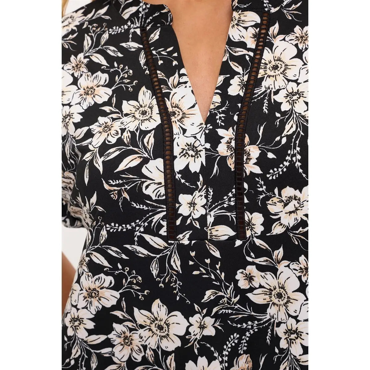 Floral Print Lattice Dolman