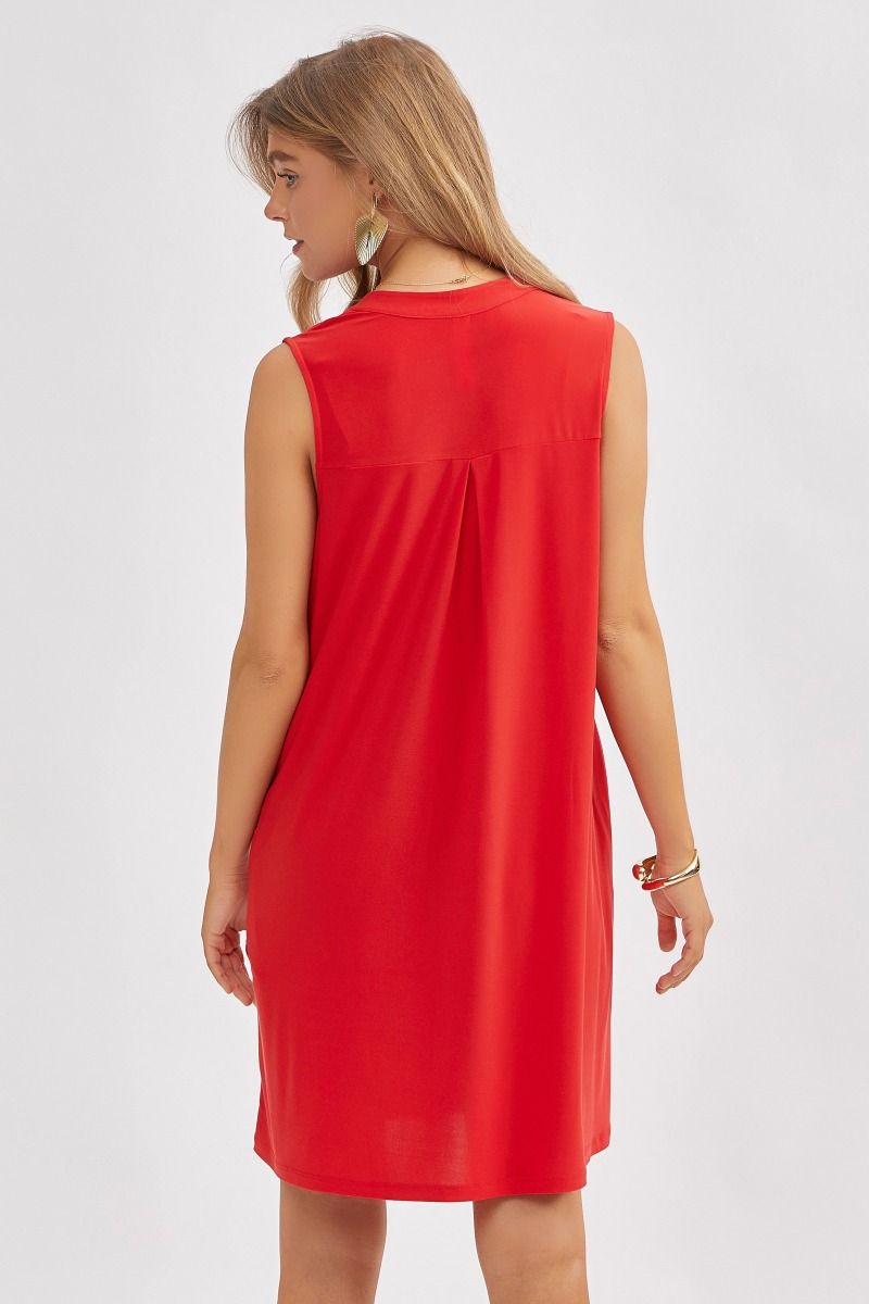 Solid Color Wrinkle-Free Sleeveless Dress