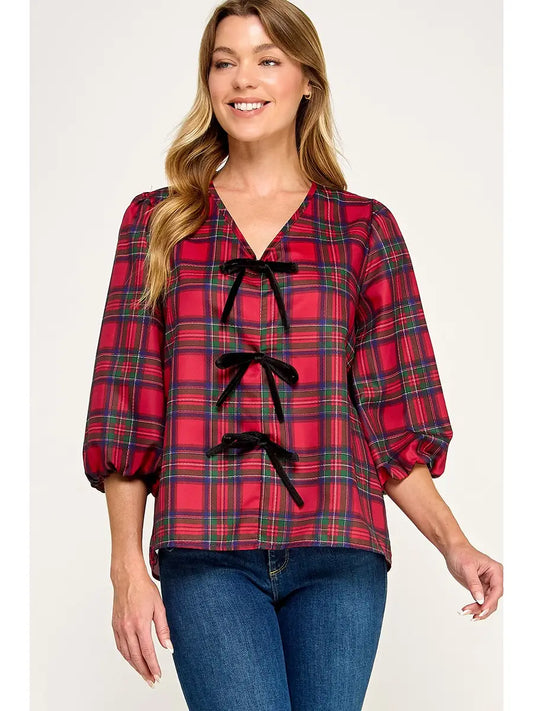 Plaid Holiday Blouse