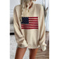 Knit Flag Print Loose Neck Sweater