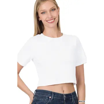 Cotton Short Sleeve Cropped Top
