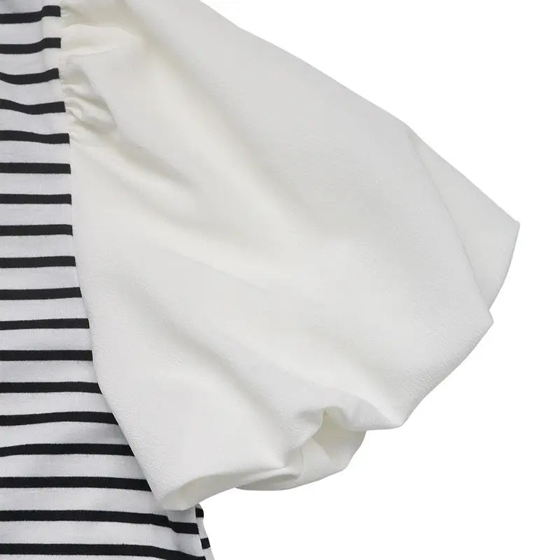 Short Sleeve Striped Knit Tee
