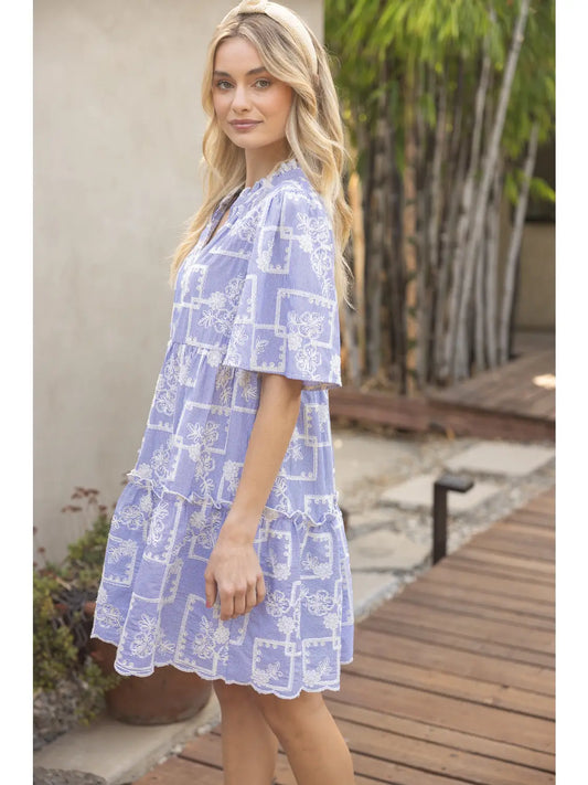 Coastal Grace Embroidered Dress