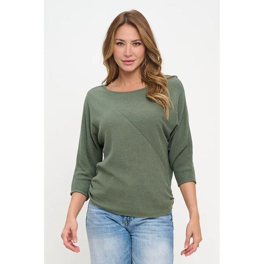 Brushed Funnel Neck Dolman Top
