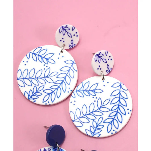 Toile Pattern Floral Drop Earrings