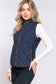 Suede Piping Detail Rib Quilted Padding Vest
