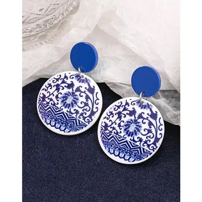 Toile Pattern Floral Drop Earrings