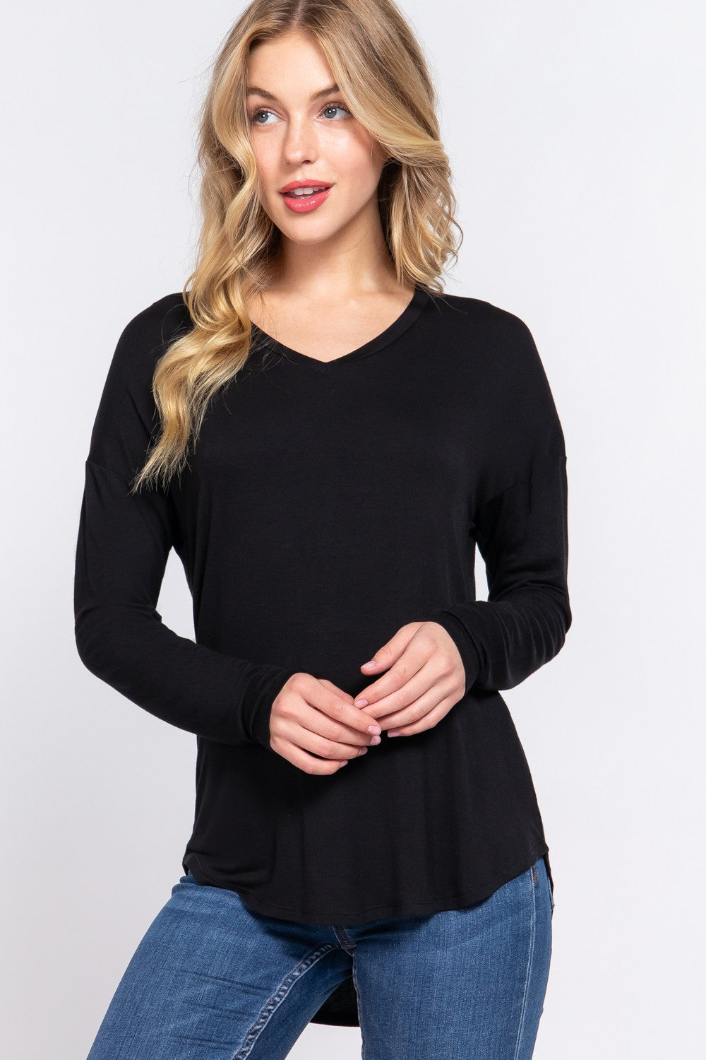 Long Sleeve Dolman Jersey Top