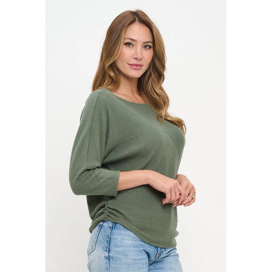 Brushed Funnel Neck Dolman Top