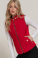 Suede Piping Detail Rib Quilted Padding Vest