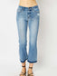 Front View Judy Blue Mid-Rise Release Hem Cropped Bootcut