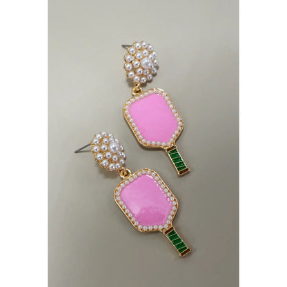 Pickleball Pearl Racket Earrings