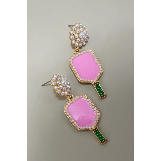 Pickleball Pearl Racket Earrings