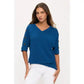 Rib Knit Button Sleeve Sweater