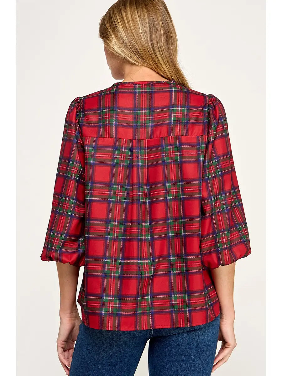 Plaid Holiday Blouse