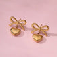 18K Stainless Steel Bow Heart Earrings