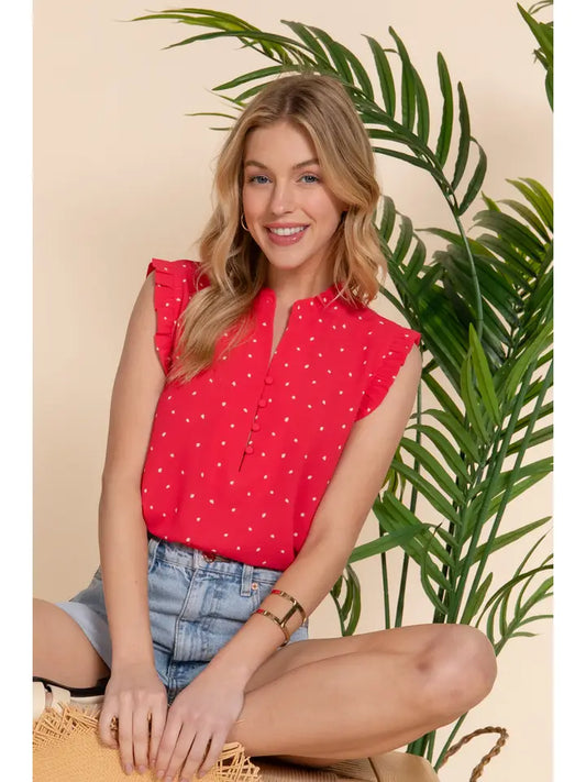 Dot Print Woven Top