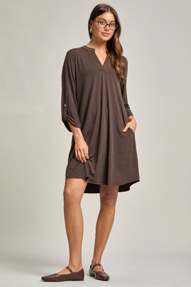 Wrinkle-Free Solid Dress