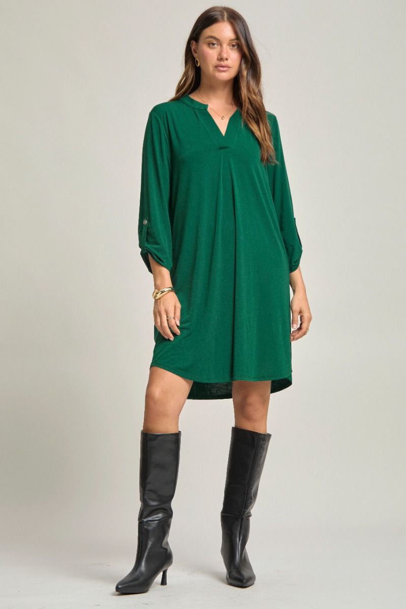 Wrinkle-Free Solid Dress