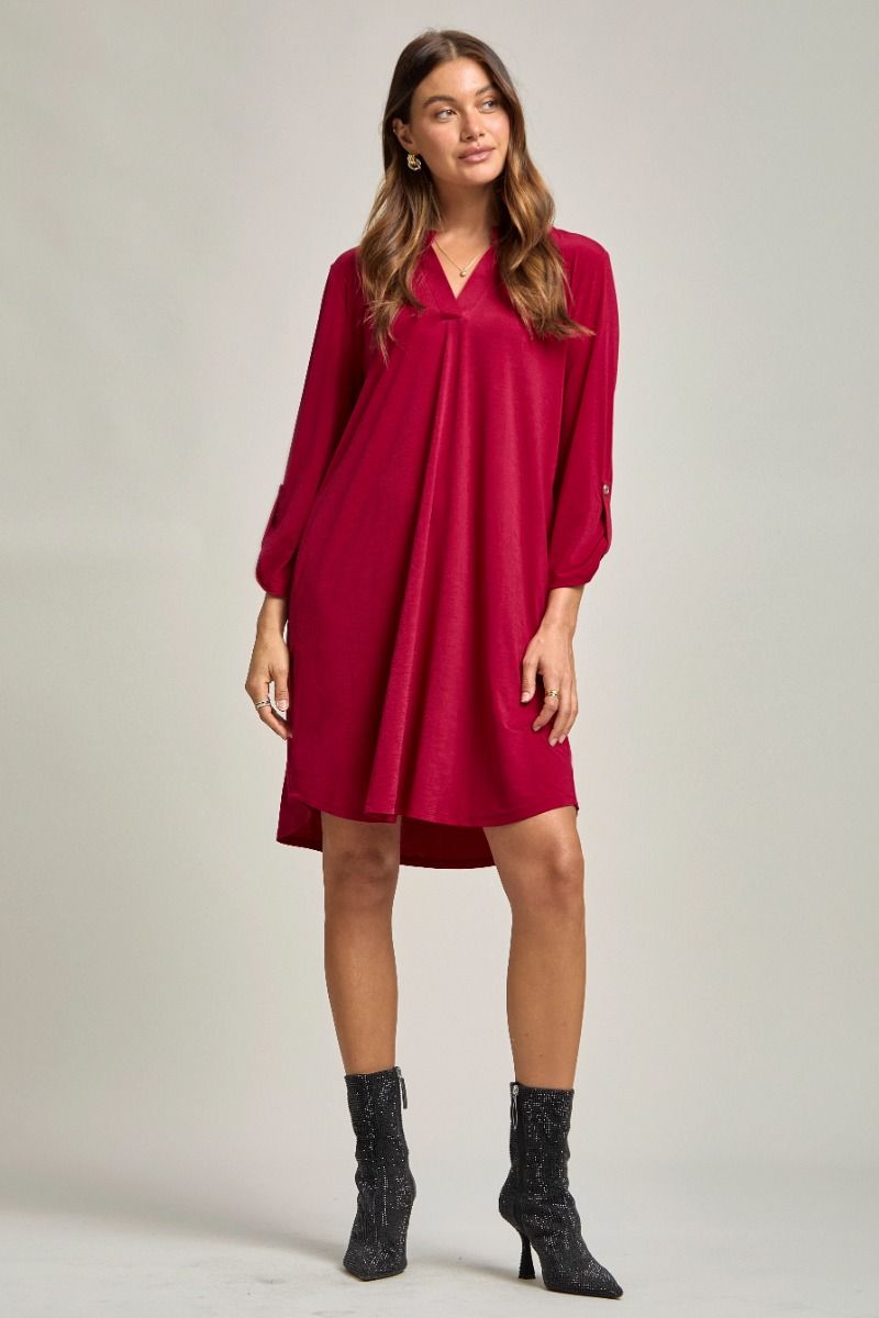 Wrinkle-Free Solid Dress