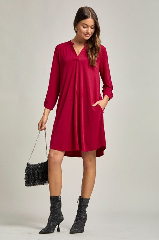 Wrinkle-Free Solid Dress