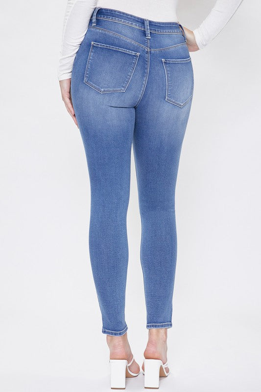 Hide Your Muffin Top High-Rise Skinny Jeans - Medium Light Wash