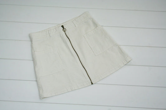 Ivory Zip-Front Skirt